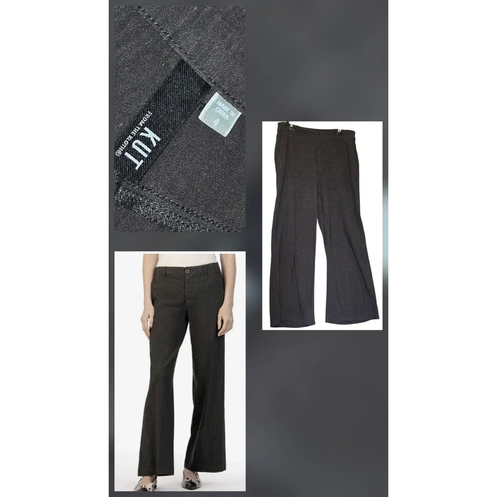 Kut From The Kloth size 4 30x26 Linen Grey Wide Leg Ankle Pants Classic City - Picture 1 of 10